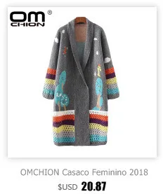 OMCHION Casaco Feminino осенний кардиган с v-образным вырезом и карманами, Женский Повседневный корейский вязаный свитер, пальто, теплый свободный джемпер LP182