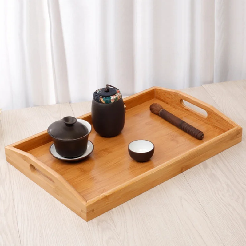 Прямоугольный поднос портативный бамбуковые бытовые контейнеры лоток с полой