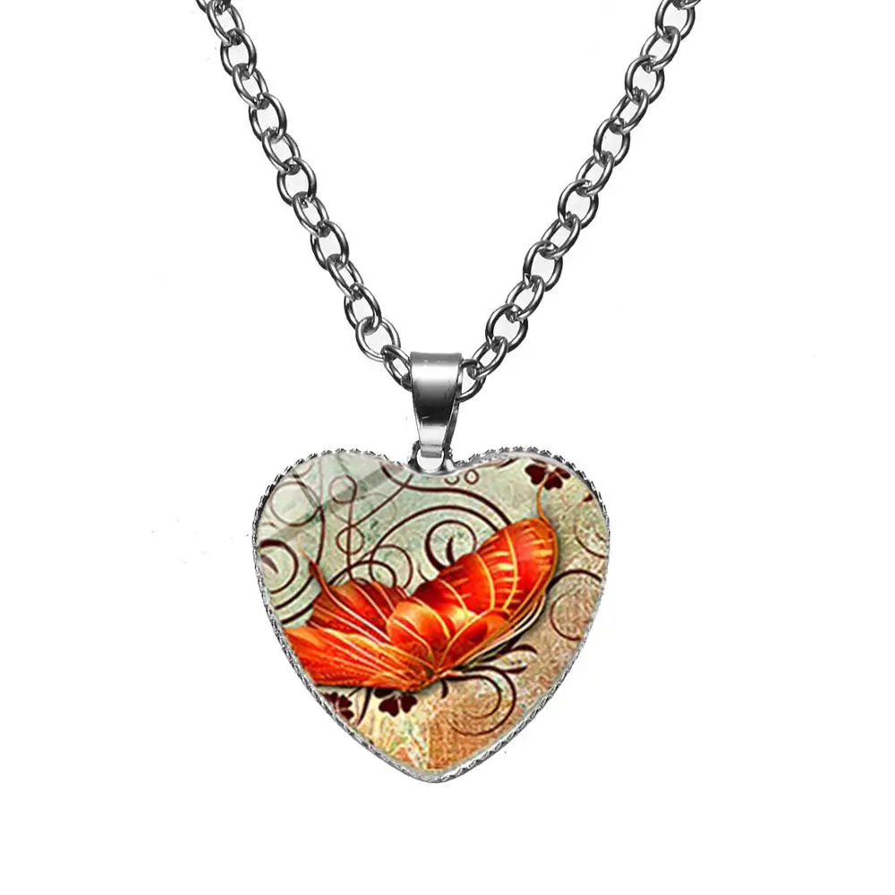 Азиатских Шарм яркая бабочка с подвеской в форме сердца ярко-красная дикие