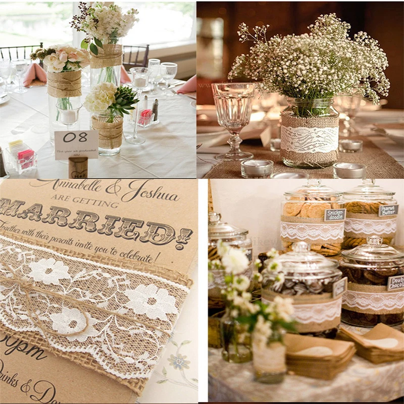 5 см * 2 м джутовая лента из мешковины в рулонах кружевная для домашнего декора