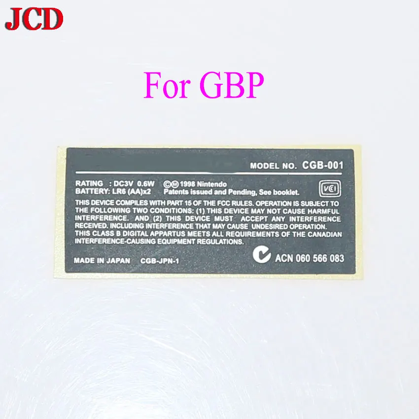 Игровая консоль JCD 1 шт. для GBA/ GBA SP/ GBC новые этикетки наклейки на заднюю панель