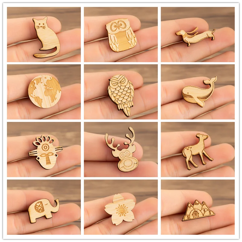 Мультяшная деревянная брошь детские ювелирные изделия модный Кот Цветок КИТ