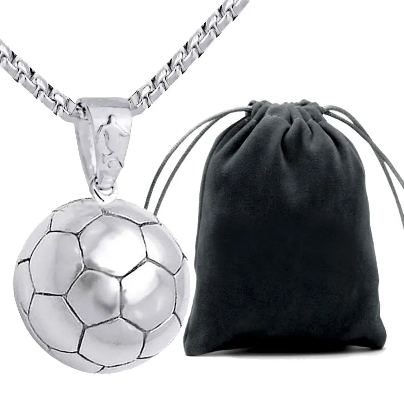 Ожерелье с футбольной подвеской Мужская цепь из нержавеющей стали футбольный