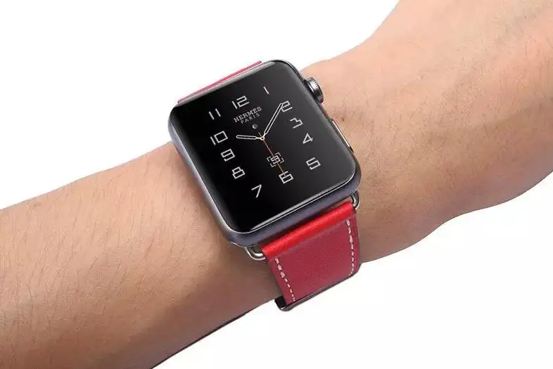 red Высококачественная кожаная Петля для iWatch 40 мм 44 мм спортивный ремешок для Apple watch 42 мм 38 мм Серия 1 2 3 4 5 - Цвет ремешка: red