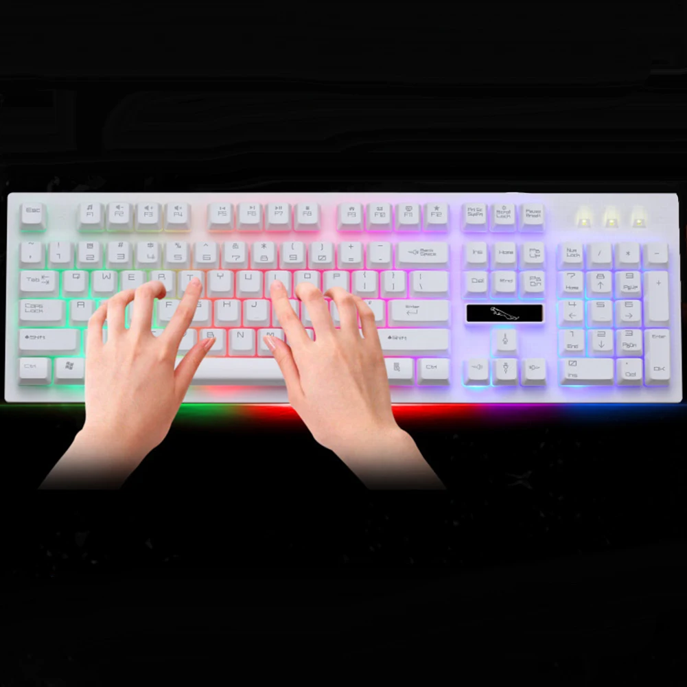 Игровая клавиатура с цветной светодиодной подсветкой USB проводная Радужная