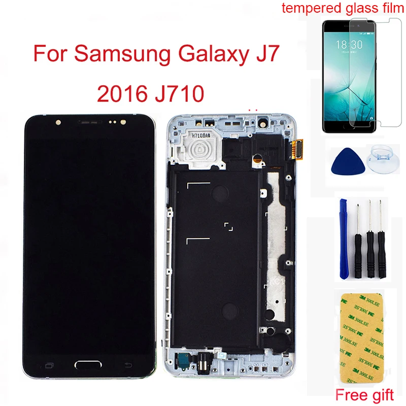 Для Samsung Galaxy J7 j710 ЖК-дисплей J710F J710M J710H J710FN ЖК-дисплей монитор+ сенсорный экран дигитайзер сенсор сборка Рамка