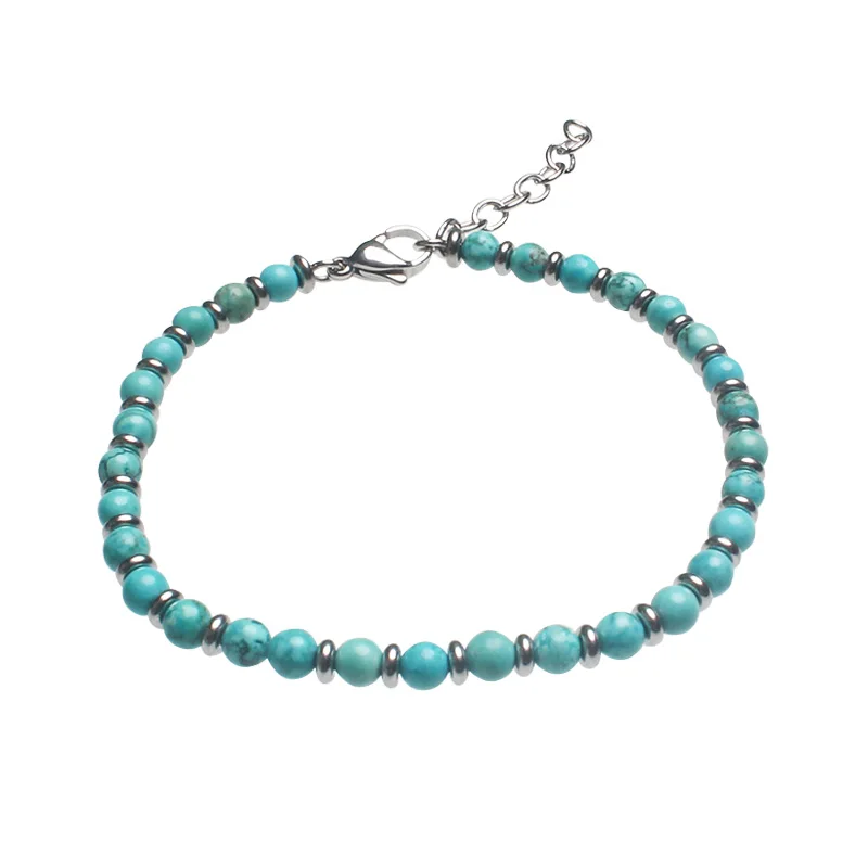 

Runda Men's and Women's Beaded Bracelet Cyanite 17+5cm/19+3cm Stainless Steel Jewelry Handmade Fashion New Products