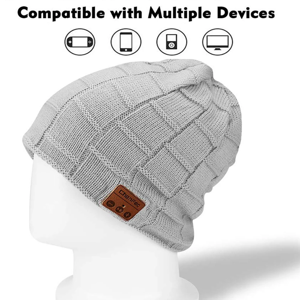Новинка, беспроводная Bluetooth гарнитура, шапка, вязаная, Bluetooth 5,0, шапка, наушники, теплые зимние шапки, музыкальные наушники, лучший рождественский подарок
