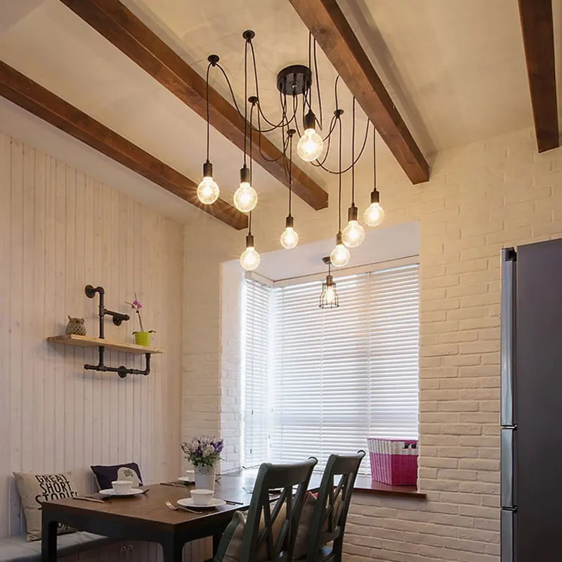Loft Retro DIY Spider Pendant Lights Vintage Bar Hanging Light for Living Room Bedroom Industrial Decor Home Lighting Fixtures | Лампы и