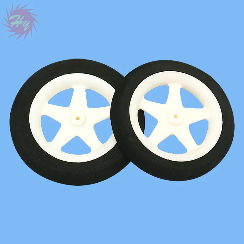 

2 Pcs Landing Gear Light Foam 5 Spoke Wheel Sponge Tire D55-76mm Color White/Black For RC Aircraft Model