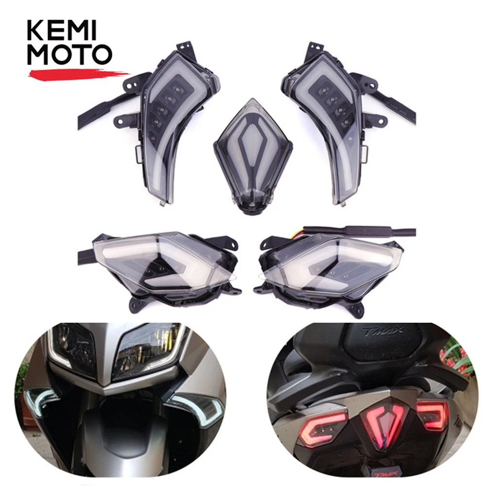 KEMiMOTO светильник для YAMAHA Tmax 530 TMAX530 2012 2013 передний указатель поворота светильник задний фонарь стоп-сигнала Светодиодный фонарь светильник