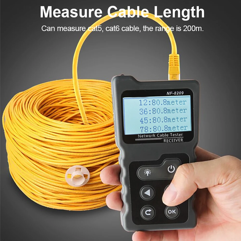 

Multi-functional LCD Network Cable Tester Wire Tracker PoE Checker Inline PoE Voltage and Current Tester with Cable Tester