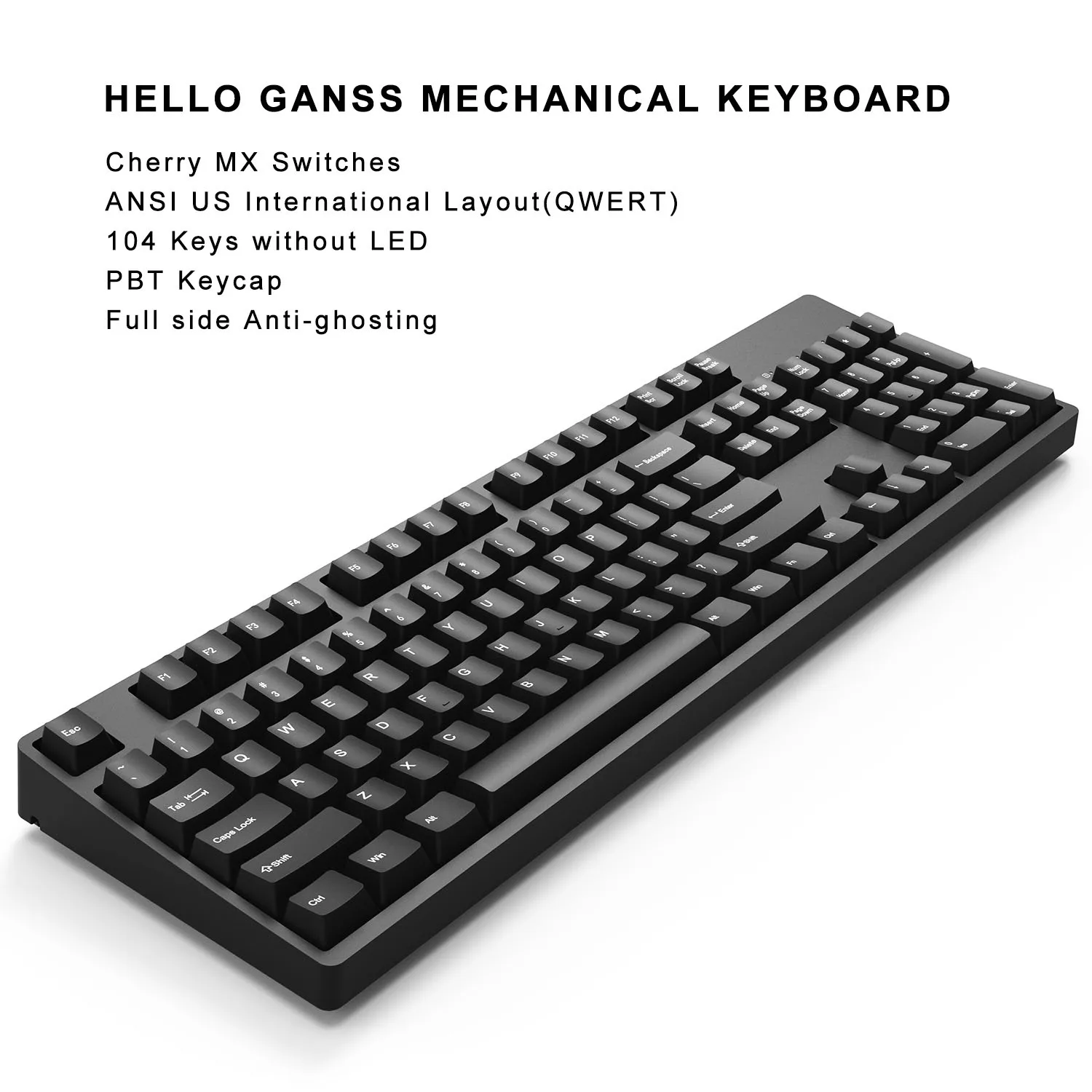 HELLO GANSS механическая клавиатура 104 клавиш Cherry MX Axis body 104 клавиш PBT keycaps Коричневый Красный Синий переключатель настольная игровая клавиатура
