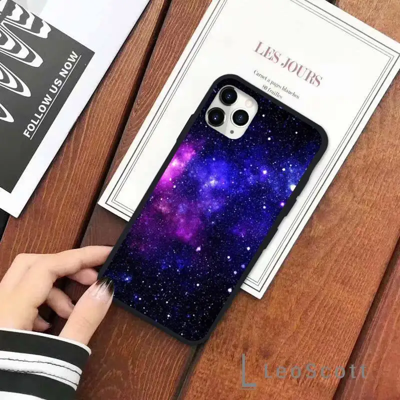 

Psychedelic purple starry sky Phone Case for iPhone 11 12 pro XS MAX 8 7 6 6S Plus X 5S SE 2020 XR Soft silicone