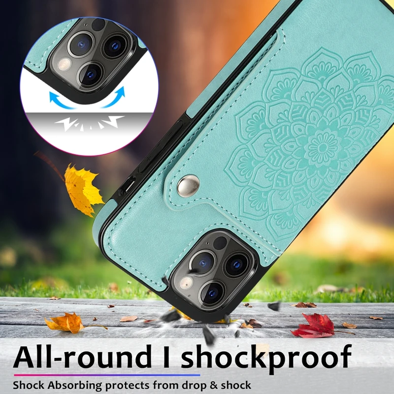 luxury flowers case for iphone 11 12 13 pro xr xs max x 6 6s 7 8 plus 5s se 2020 mini leather card slot stand bumper cover free global shipping