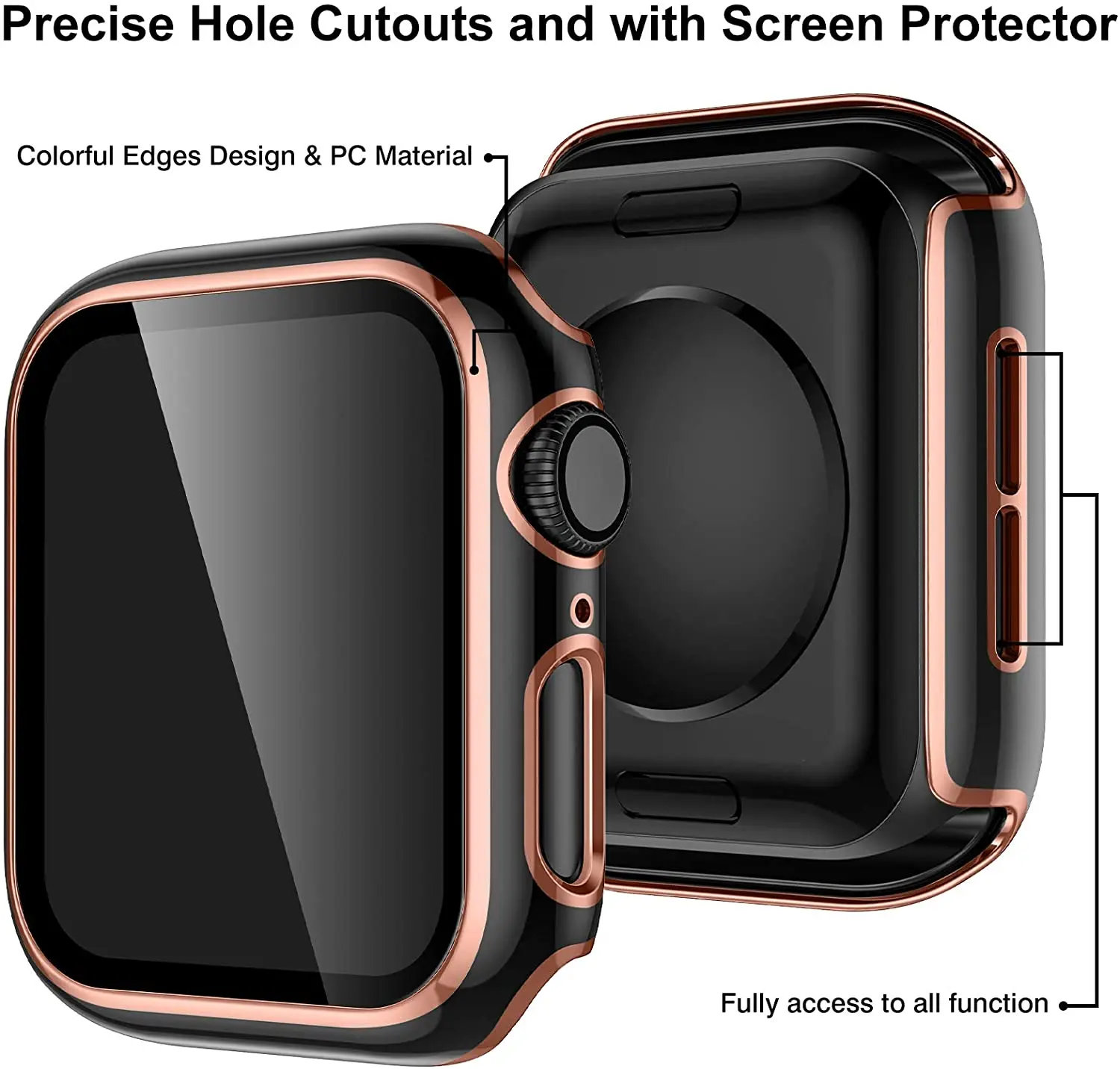 Совместим с Apple Watch чехол 38/40/42/44 мм полное покрытие черный резиновый бампер
