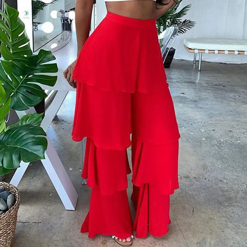 Женские Многослойные оборки Свободные повседневные брюки африканские женские