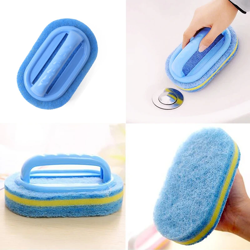 

Kitchen Bathroom Toilet Cleaning magic sponge Glass Wall Cleaning Bath Brush Handle Sponge Ceramic Window Slot Clean Brush