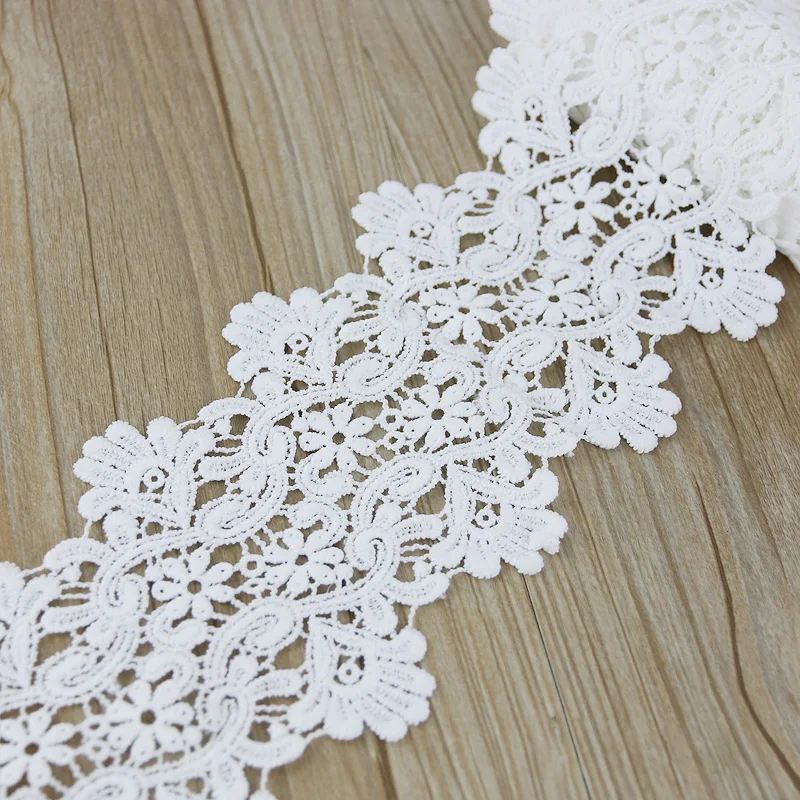 (2 meter/roll) 95mm Width White Snow Lace Sewing Accessories Water-Soluble Ribbon Handwork DIY |