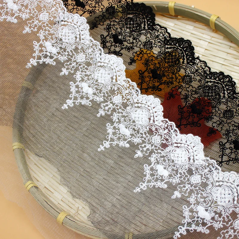Бесплатная доставка черно-белая жесткая марлевая вышивка кружевная отделка