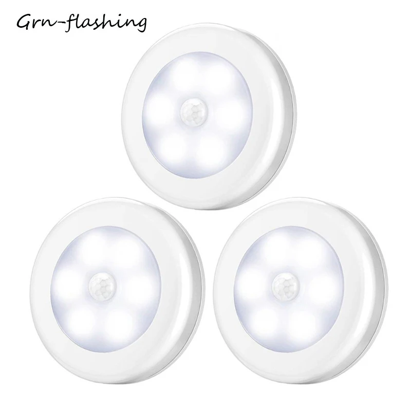 LED Auto Motion Sensor Night Light Wireless Battery Operated 6 LEDs Lamp For Closet Stairs Hallway Cabinet Room Lighting | Освещение