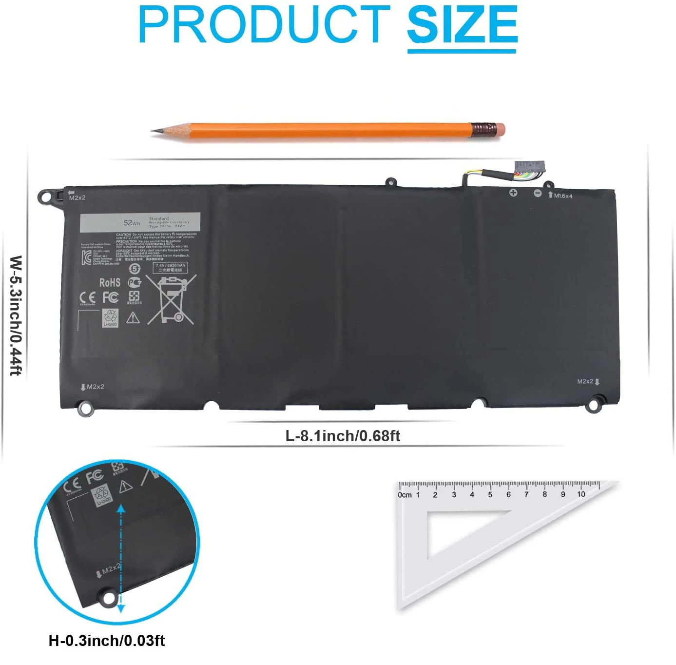 Новый аккумулятор Damaite JD25G 9350 9343 совместимый с Dell XPS 13 XPS13 13D XPS13D 13-9343 13-9350 13D-9343 90V7W JHXPY