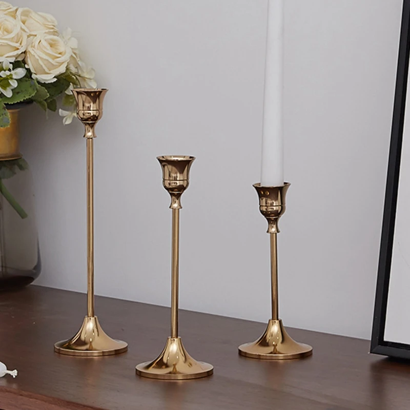 Fashion-3Pcs подсвечники, золотые свадебные подсвечники, украшения для бара, вечерние, для гостиной, дома, декоративный подсвечник, ужин при свечах