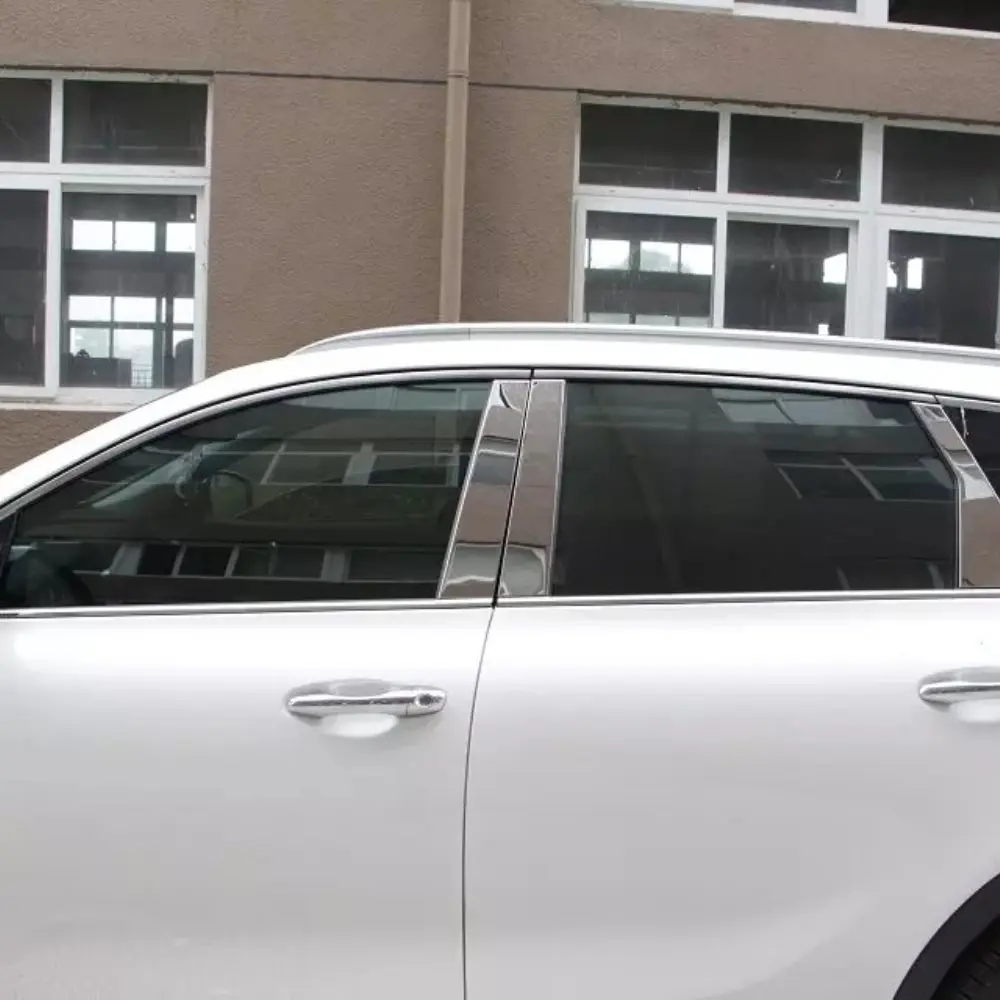 

For Kia Sorento 2016 2017 2018 2019 Stainless Steel Window Center Pillar Cover Trim Middle B Pillar Post Strips Car Styling 6pcs