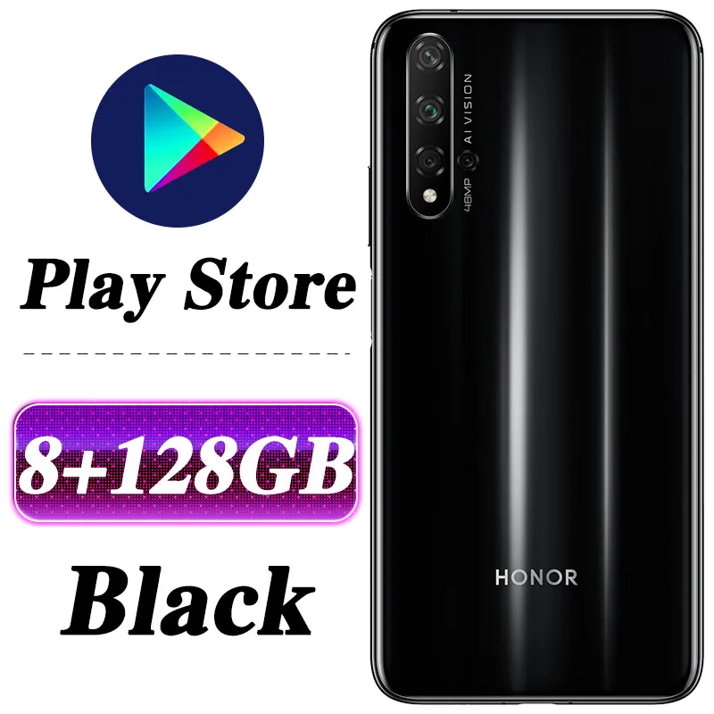 HONOR 20 мобильный телефон 6,26 дюймов Kirin 980 Восьмиядерный емкостный экран 3750 мАч SuperCharge NFC Google play - Цвет: 8G 128G Black