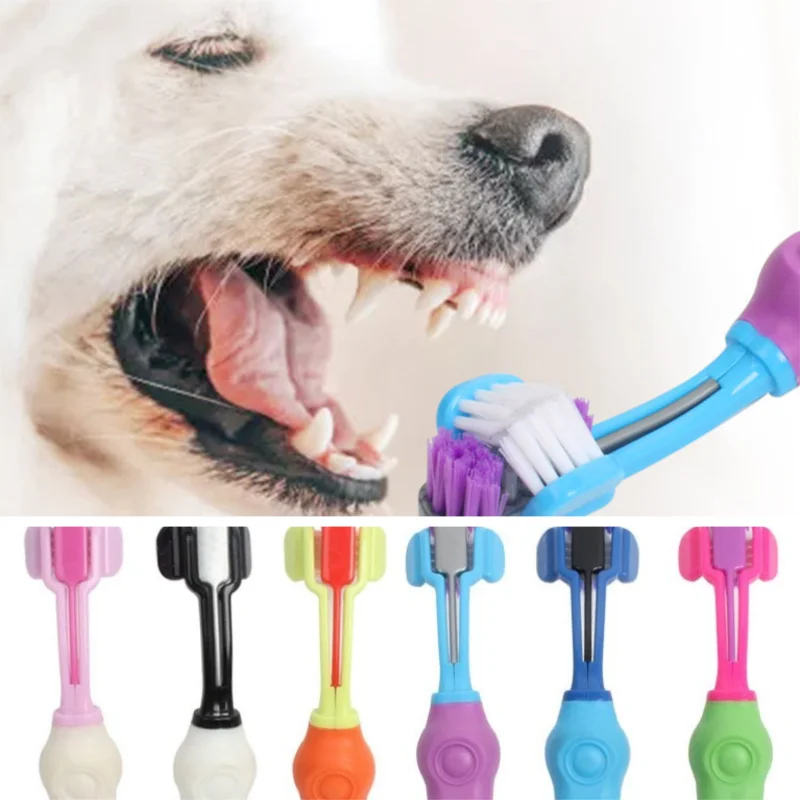 

1 PC New Three Sided Dogs Toothbrush Teeth Cleaning Mouth Pets Brush For Remove Bad Breath Dog Cat Multi-angle Toothbrush