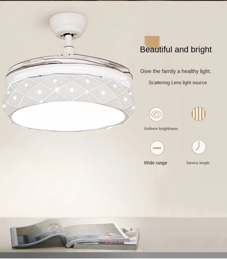 

Chandelier fan multifunctional chandelier with fan household living room bedroom lamp remote control energy saving LED lamp