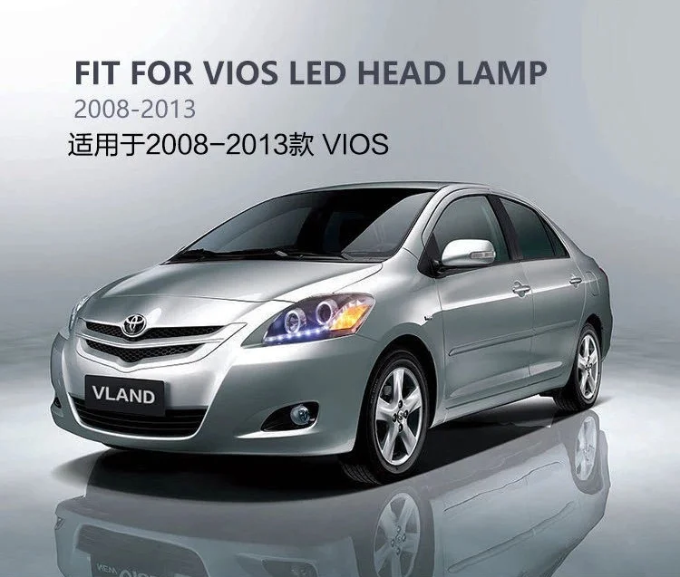 Заводские аксессуары VLAND, автомобильный светильник s для Yaris/Vios, головной светильник 2008-2013, ксеноновая головная лампа с ангельскими глазами и DRL, светодиодный светильник