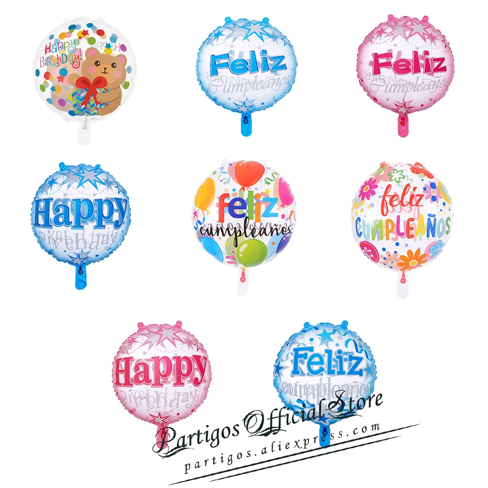 

50pcs/set 18 inch transparent birthday party bubbles balloons round helium globes Spanish English birthday party decorations