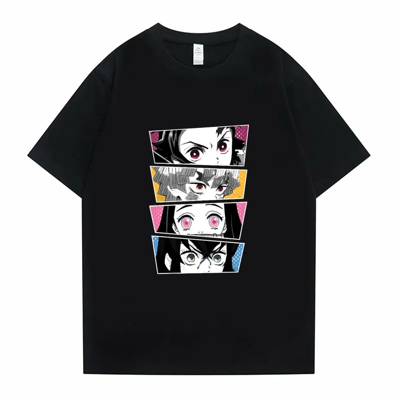 

Anime Demon Slayer Kamado Tanjirou and Kamado Nezuko and Agatsuma Zenitsu and Hashibira Inosuke Eyes Print T-shirt for Men Women