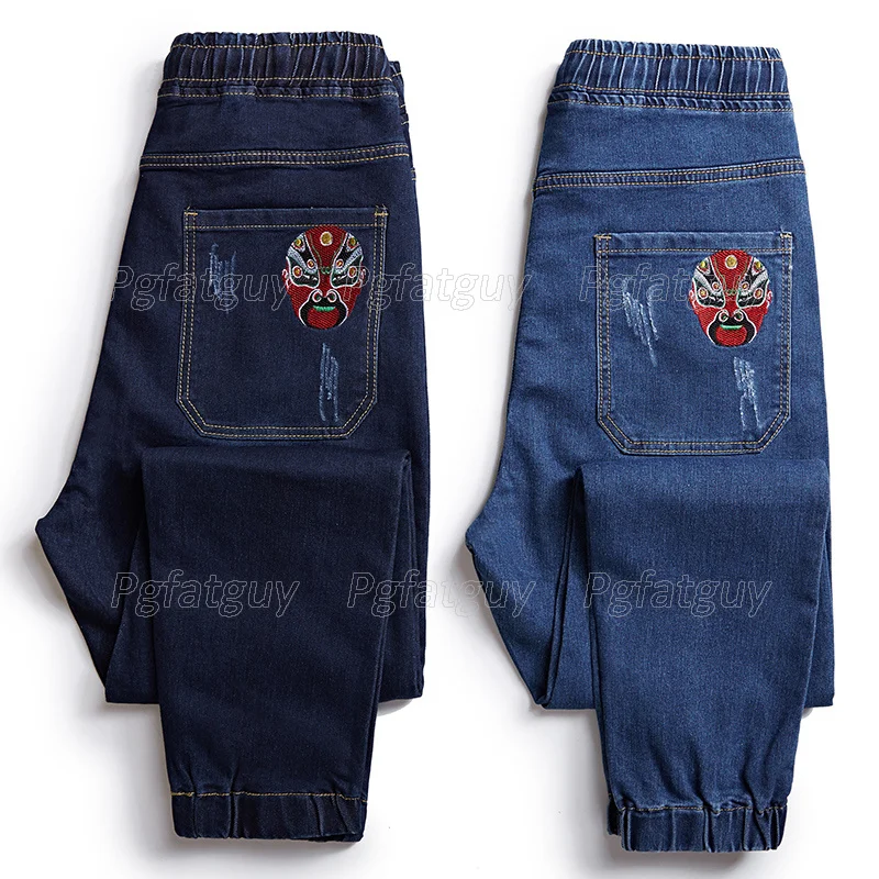 

Plus Size M-8XL Stretch Men's Jeans 2021 New Trend Elastic Waist Harem Pants Brand Classic Distressed Casual Denim Trousers