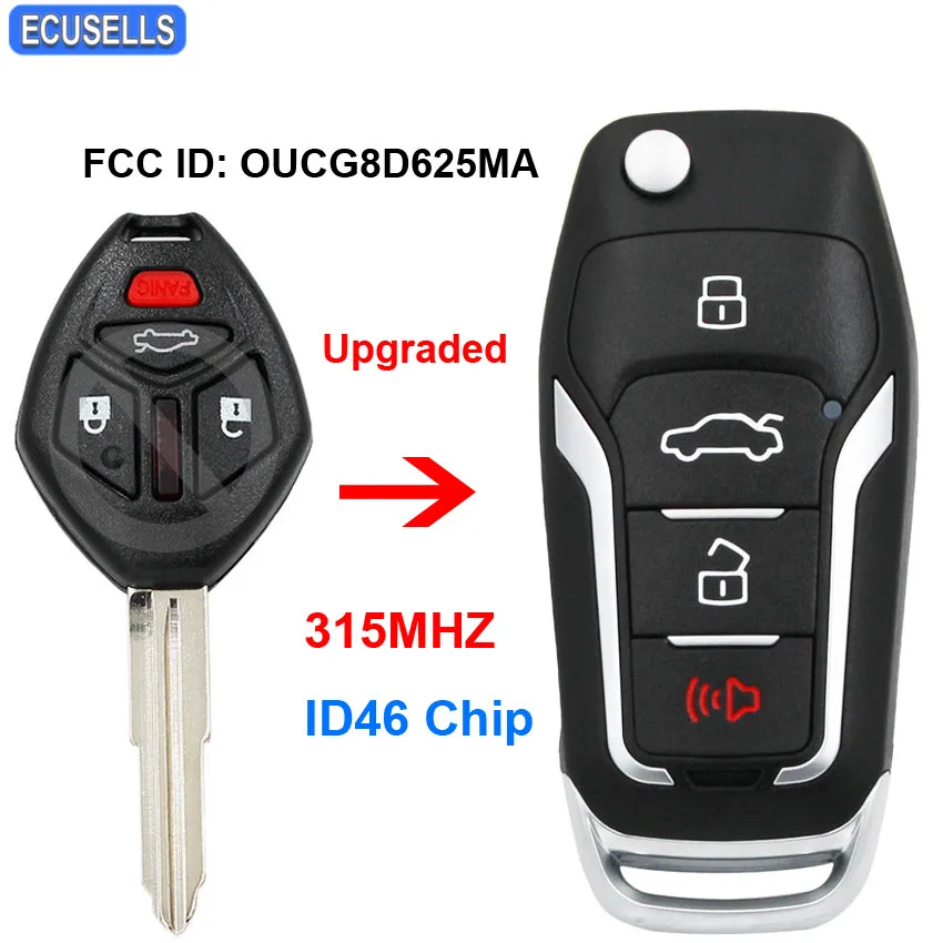 Обновленный 3 + 1/4 кнопочный дистанционный ключ 315 МГц ID46 чип для Mitsubishi Eclipse Galant 2007