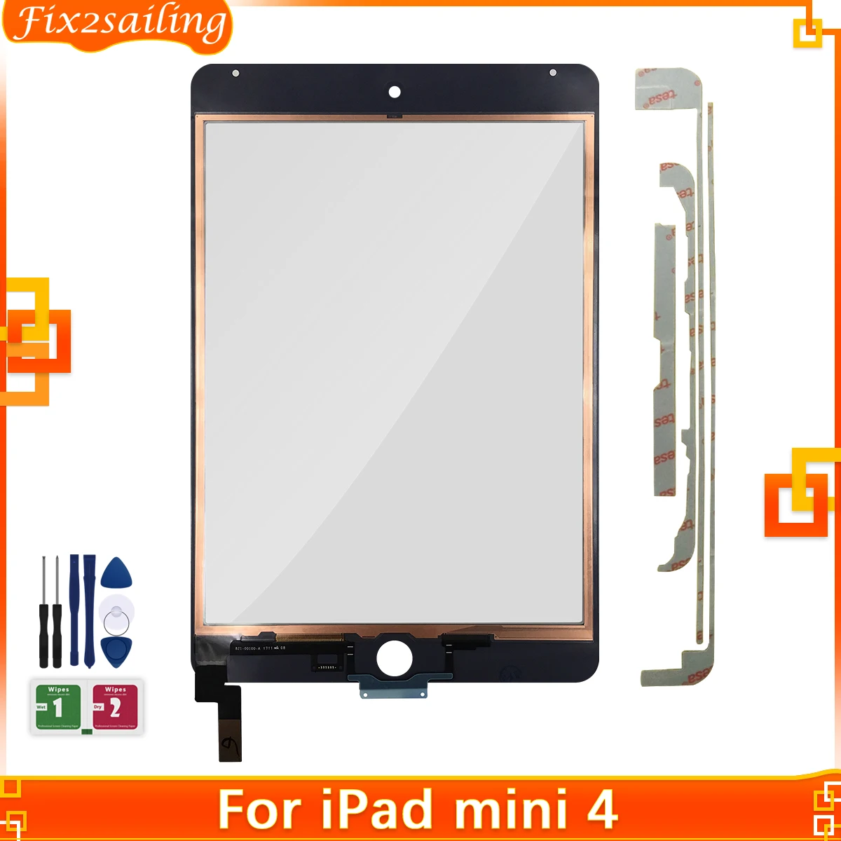 Фото Протестировано для iPad Mini 4, замена сенсорной панели в сборе для iPad mini 4 A1538 A1550, внешняя стеклянная сенсорная панель планшета №1