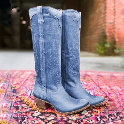 Популярные женские сапоги сезон осень зима на плоской подошве Сапоги выше колена