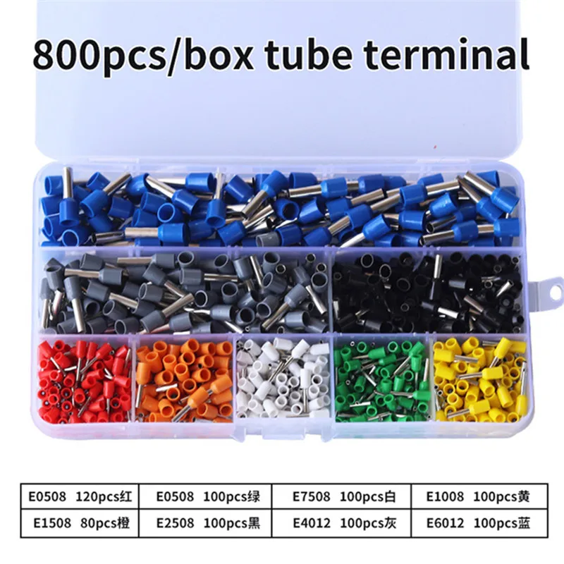 

Многофункциональные трубчатые обжимные клеммы VE1200pcs 800pcs, аксессуары для обжима клемм