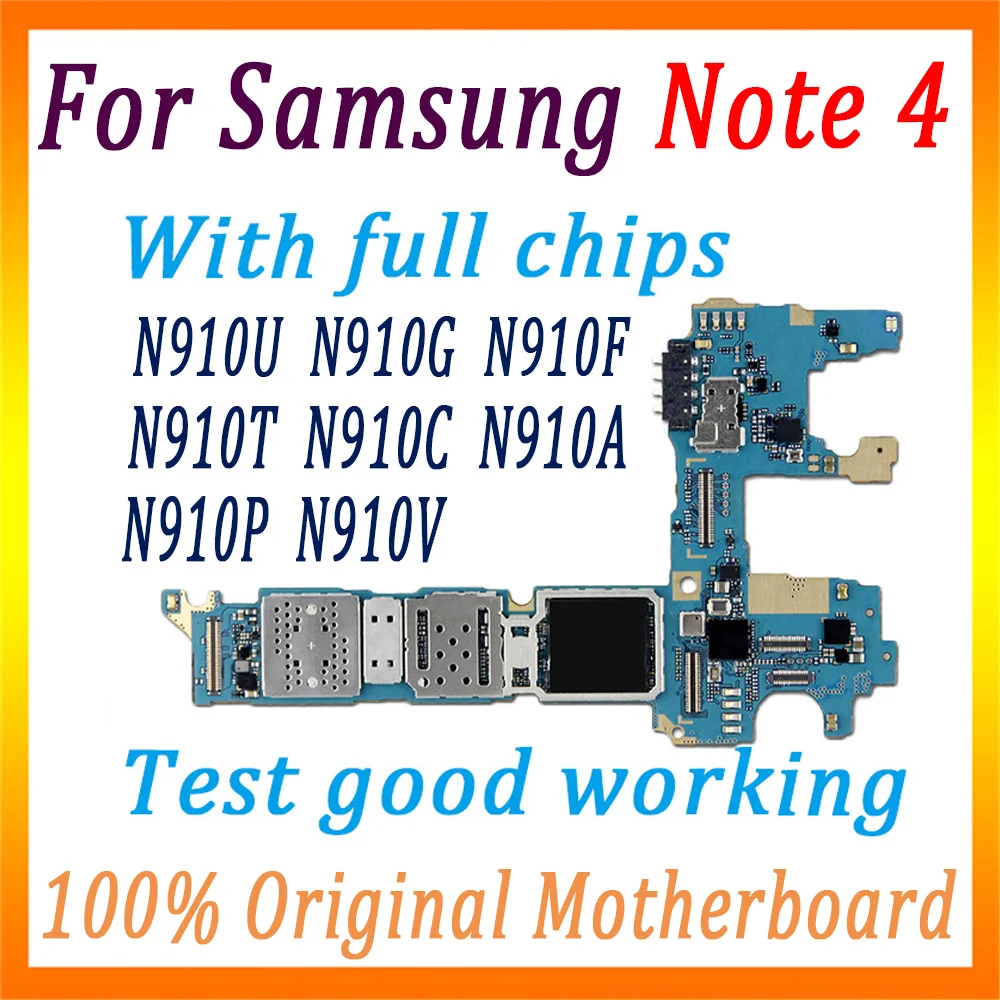 Разблокирована для samsung Galaxy note 4 N910U N910G N910F N910T N910C N910A N910P/V материнская плата 32 ГБ хорошо протестирована