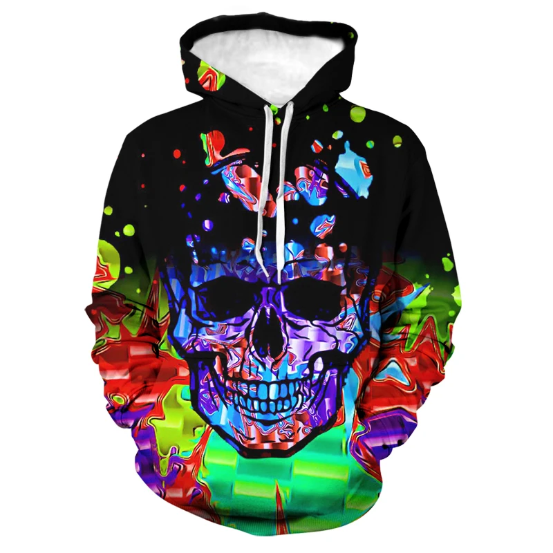 

Spring Fall Fashion Men Hoodie Creativity Color Ink Skull 3d Print Hooded Sweatshirt Long Sleeve Loose Couple Hoody Jacket 6XL