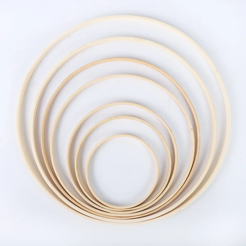 

Dream Bamboo Rings,Wooden Circle Round Catcher DIY Hoop For Flower Wreath House Garden Plant Decor Hanging Basket