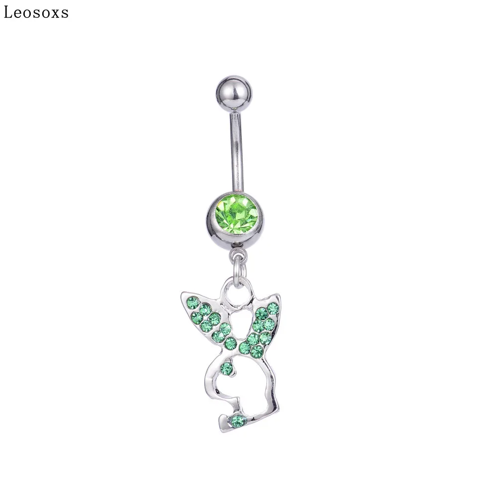 

Leosoxs 1 piece Medical hypoallergenic hollow rabbit stainless steel navel ring body piercing jewelry belly button ring