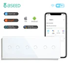 Сенсорный переключатель Bseed, 6 клавиш, Wi-Fi, 2 канала, пересветильник ель света, белый кристалл, класс, панель, переключатель, работает с Tuya Google Smart Home
