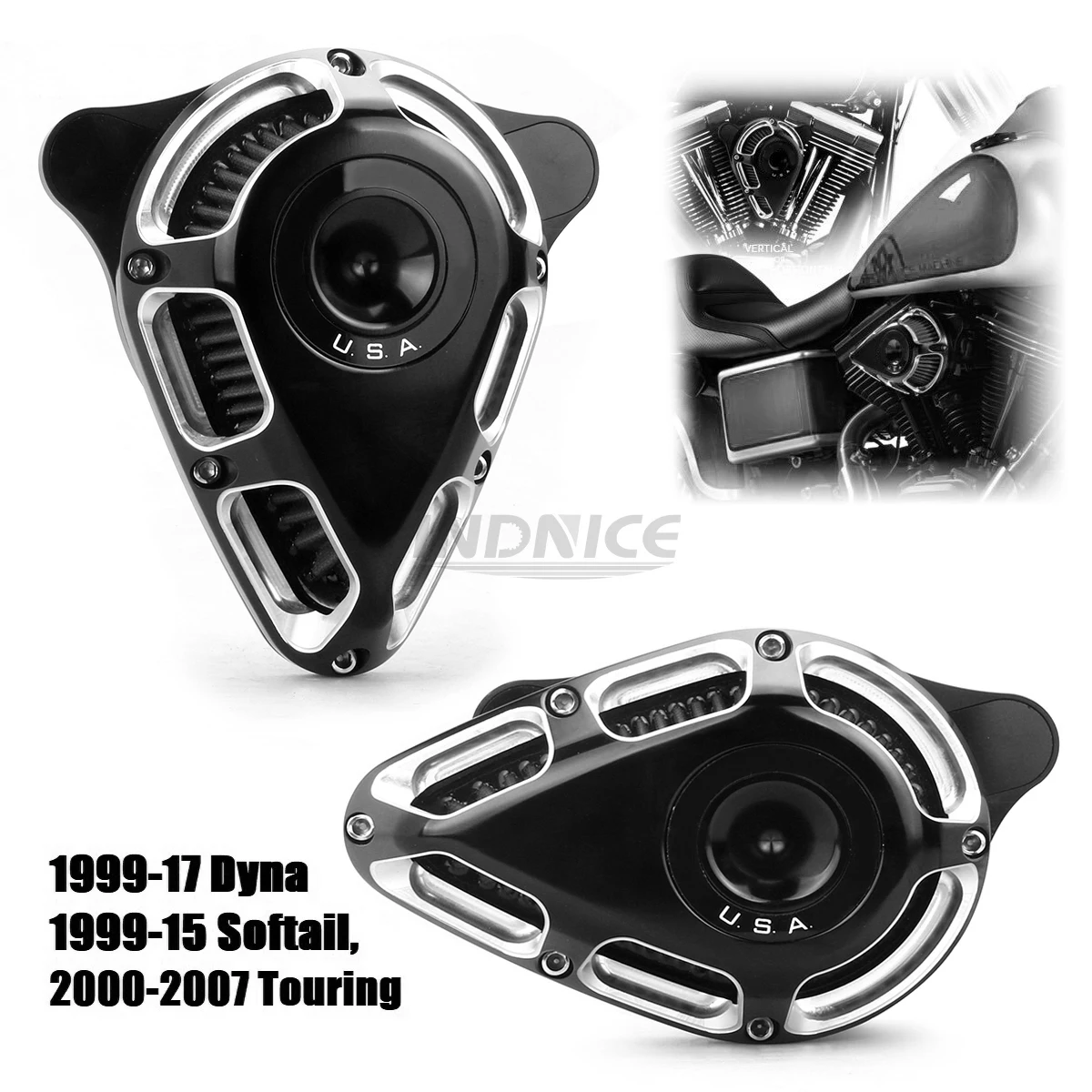 

Edge cut Turnable Air intake filters for harley Dyna Low Rider FXDWG Wide Glide FXDF Fat Bob Street road Glide 00-07