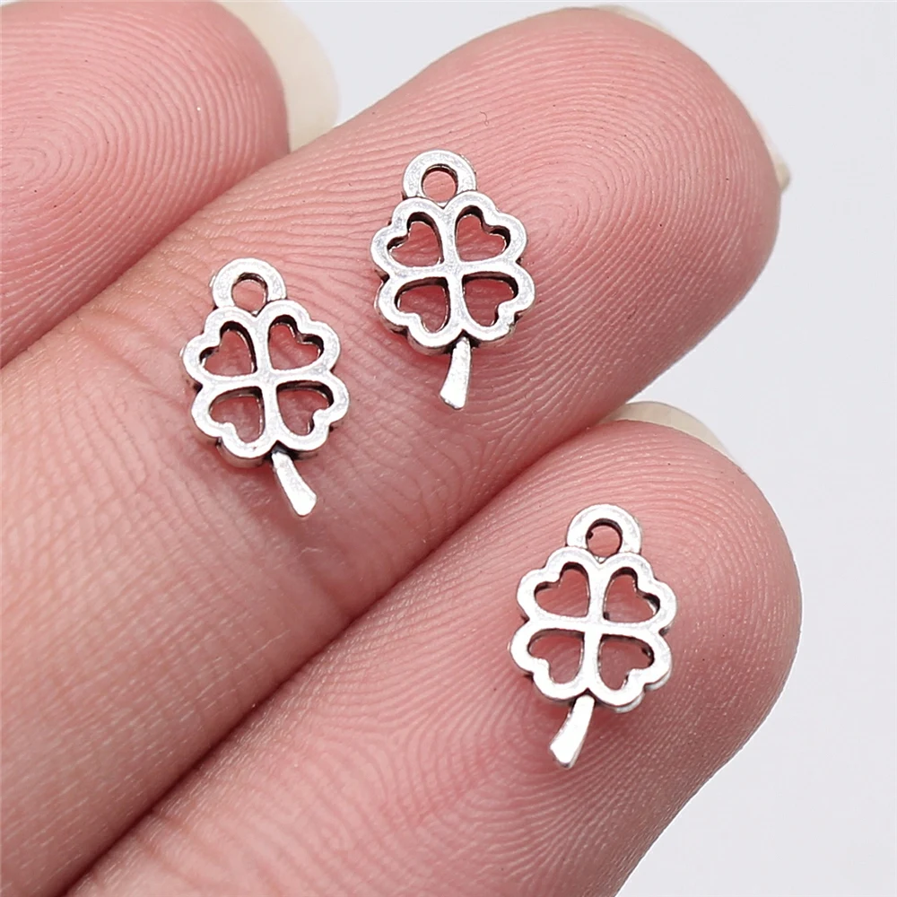 

100pcs 10x6mm Four Leaf Clover Charms Pendant For Jewelry Making DIY Jewelry Findings