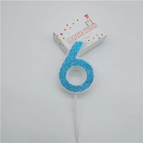 blue 6 Свечи для торта «Happy Birtday» с цифрами 0, 1, 2, 3, 4, 5, 6, 7, 8, 9 синих цветов, свечи для маленьких девочек и мальчиков на день рождения, декоративные принадлежности - Цвет: blue 6