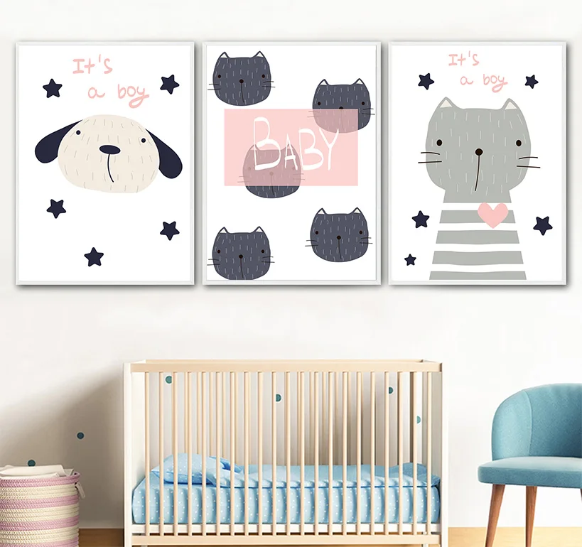 Детский Настенный художественный холст постер с рисунком минималистичный