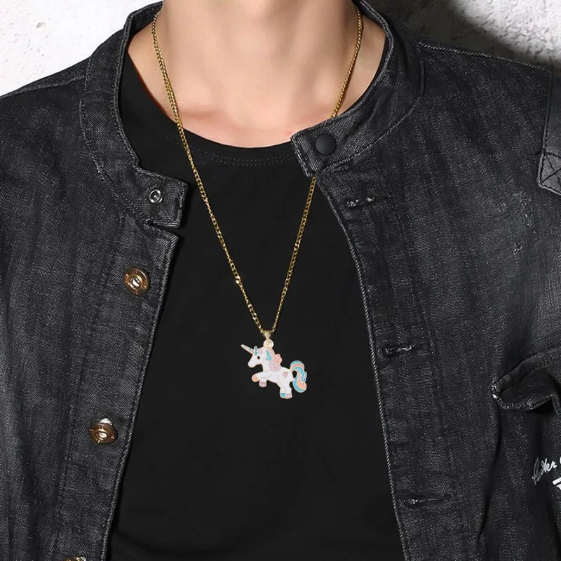Модная мультяшная модель единорога Пегаса Капельное Ожерелье сделай сам модная