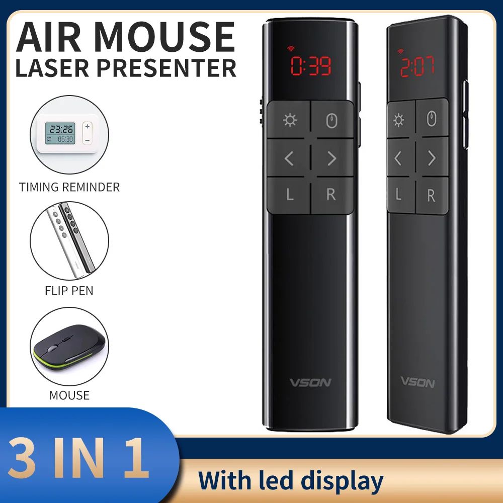 Пульт дистанционного управления 3 в 1, перезаряжаемый, лазерный, беспроводной, с таймером Презентер указка, 100 метров